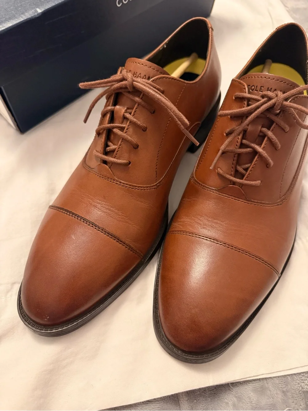Cole Haan Hawthorn Oxford Brown Leather Cap-Toe Lace-Up Shoes Size 9.5